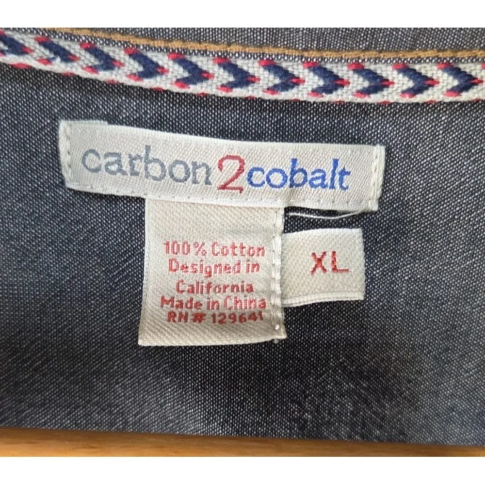 Carbon 2 Cobalt‎ Shirt Mens Large Beige Textured Button Up Long Sleeve